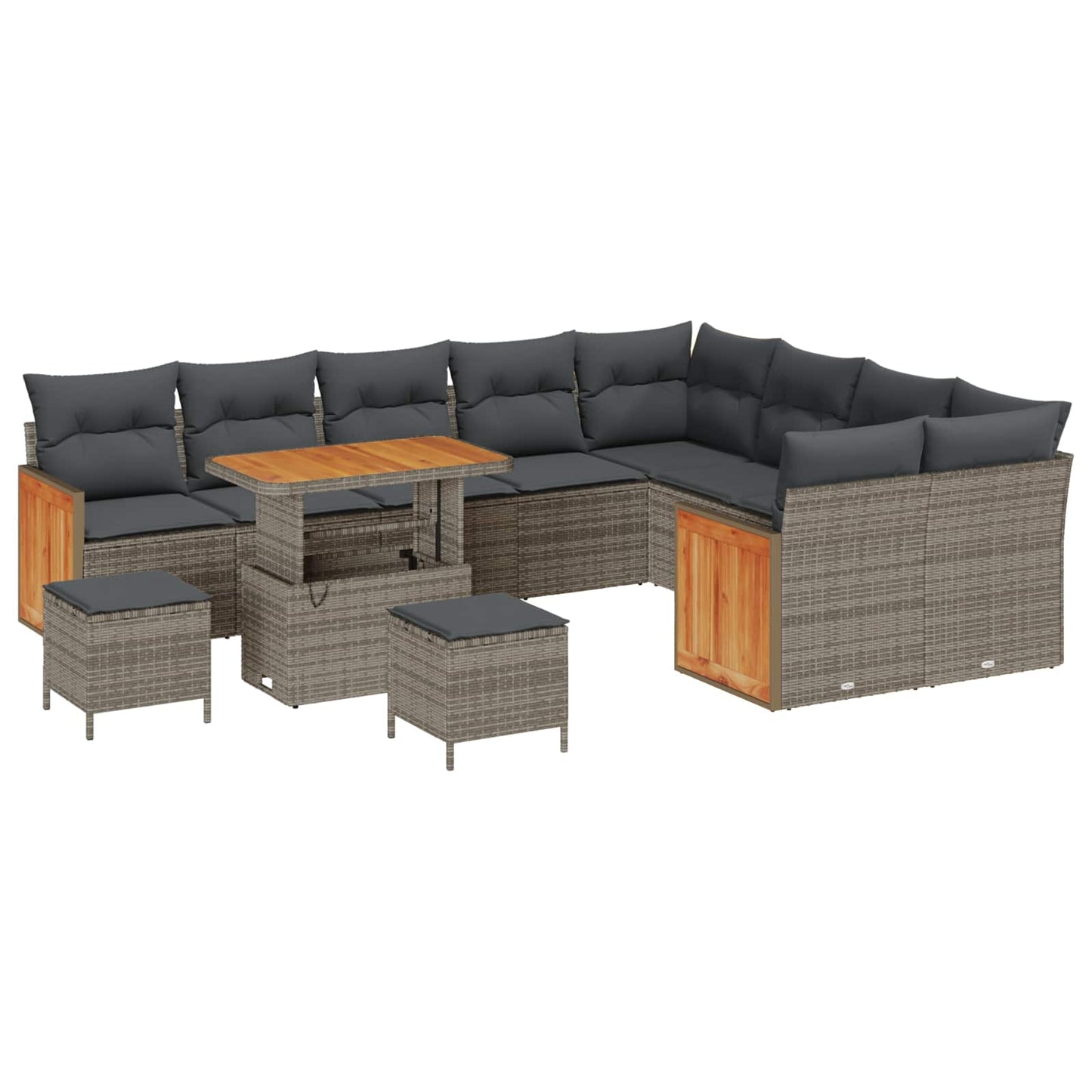 Set Divano da Giardino con cuscino 12 pcs Grigio | homemem39