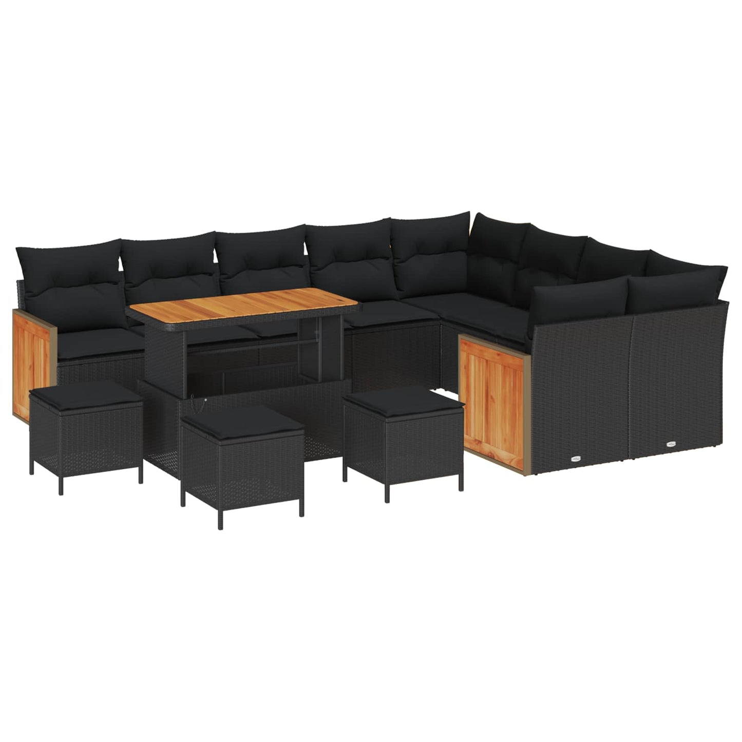 Set Divano da Giardino con cuscino 13 pcs Nero | homemem39