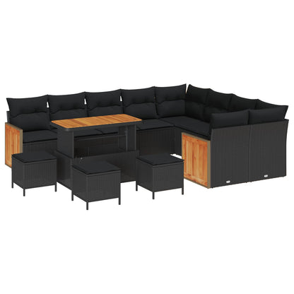 Set Divano da Giardino con cuscino 13 pcs Nero | homemem39