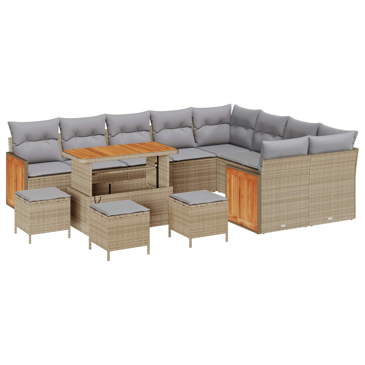Set Divano da Giardino con cuscino 13 pcs Beige e Grigio Chiaro | homemem39