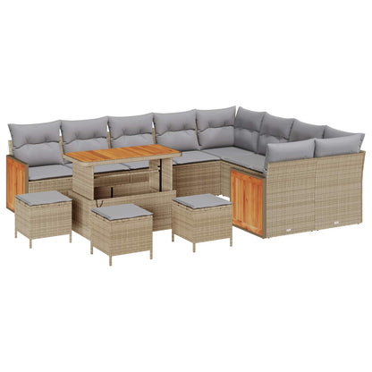 Set Divano da Giardino con cuscino 13 pcs Beige e Grigio Chiaro | homemem39