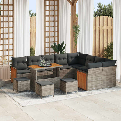 Set Divano da Giardino con cuscino 13 pcs Grigio | homemem39