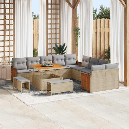 Set Divano da Giardino con cuscino 13 pcs Beige e Grigio Chiaro | homemem39