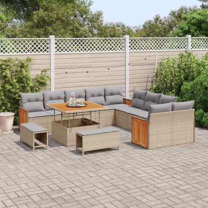 Set Divano da Giardino con cuscino 13 pcs Beige e Grigio Chiaro | homemem39