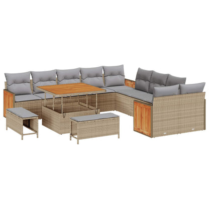 Set Divano da Giardino con cuscino 13 pcs Beige e Grigio Chiaro | homemem39