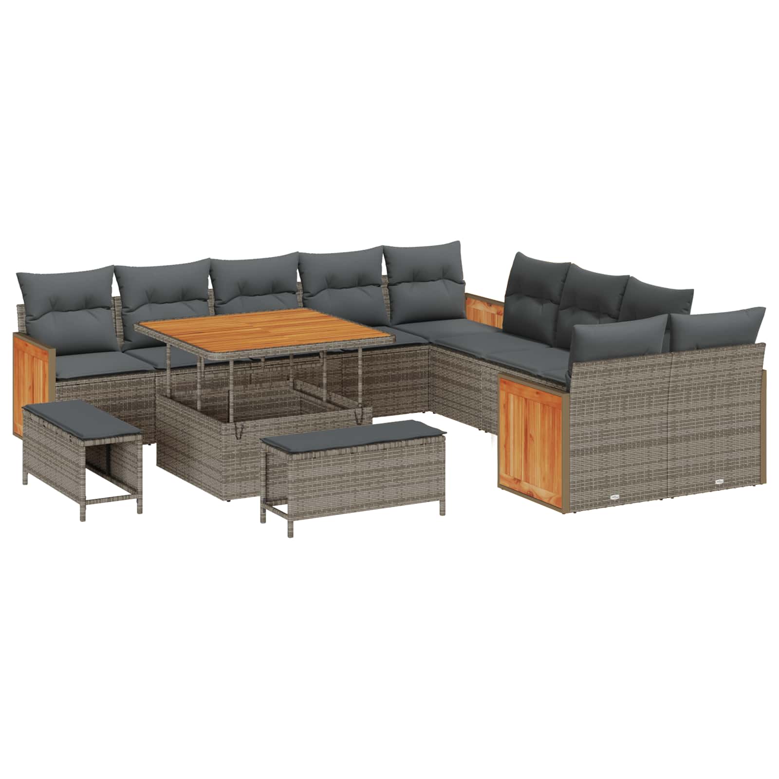 Set Divano da Giardino con cuscino 13 pcs Grigio | homemem39