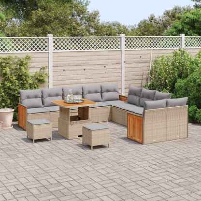 Set Divano da Giardino con cuscino 13 pcs Beige e Grigio Chiaro | homemem39