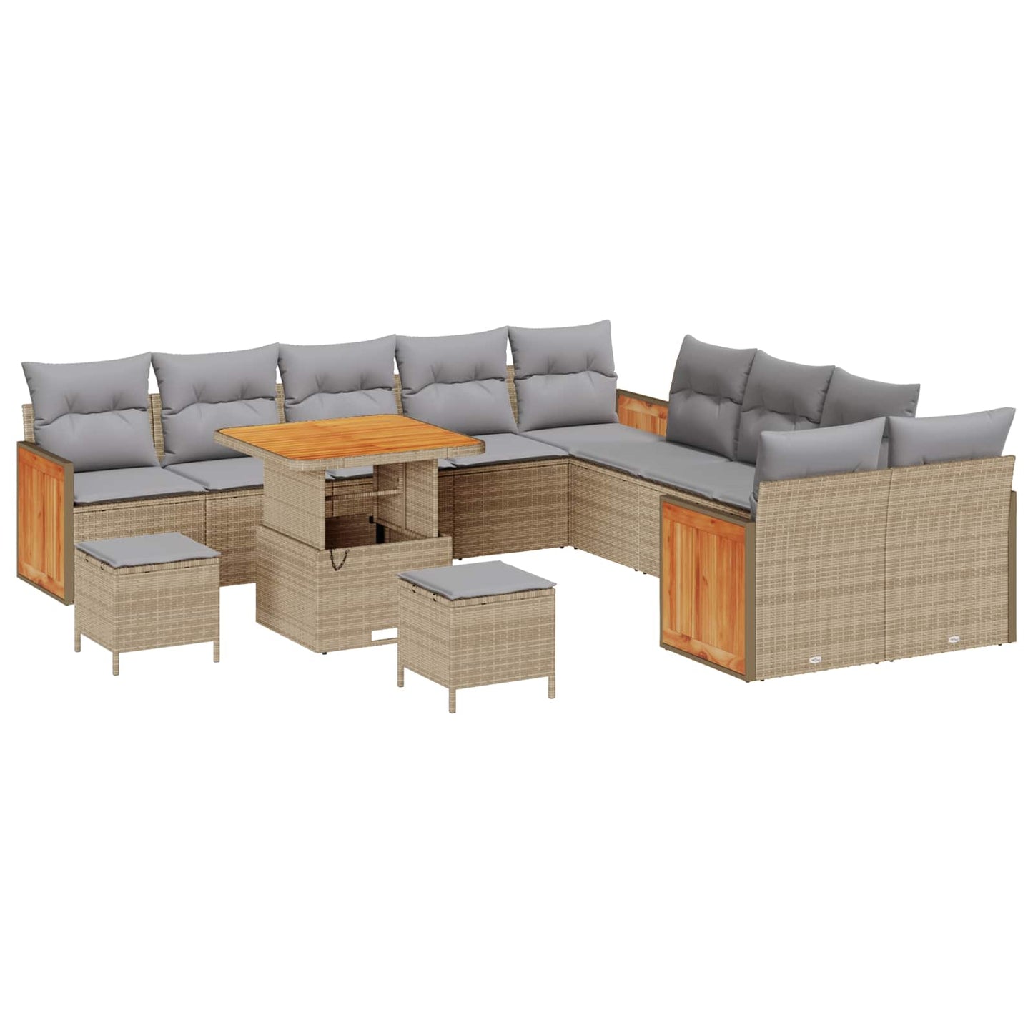 Set Divano da Giardino con cuscino 13 pcs Beige e Grigio Chiaro | homemem39