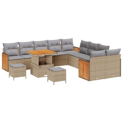 Set Divano da Giardino con cuscino 13 pcs Beige e Grigio Chiaro | homemem39