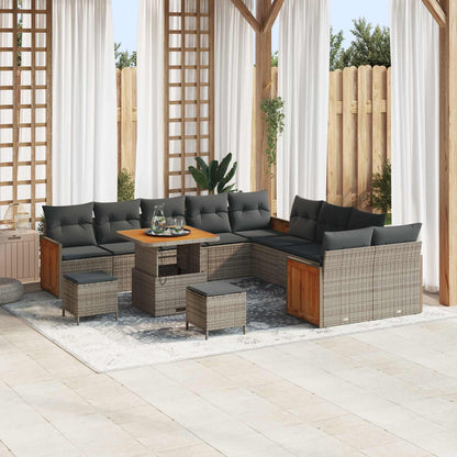 Set Divano da Giardino con cuscino 13 pcs Grigio | homemem39