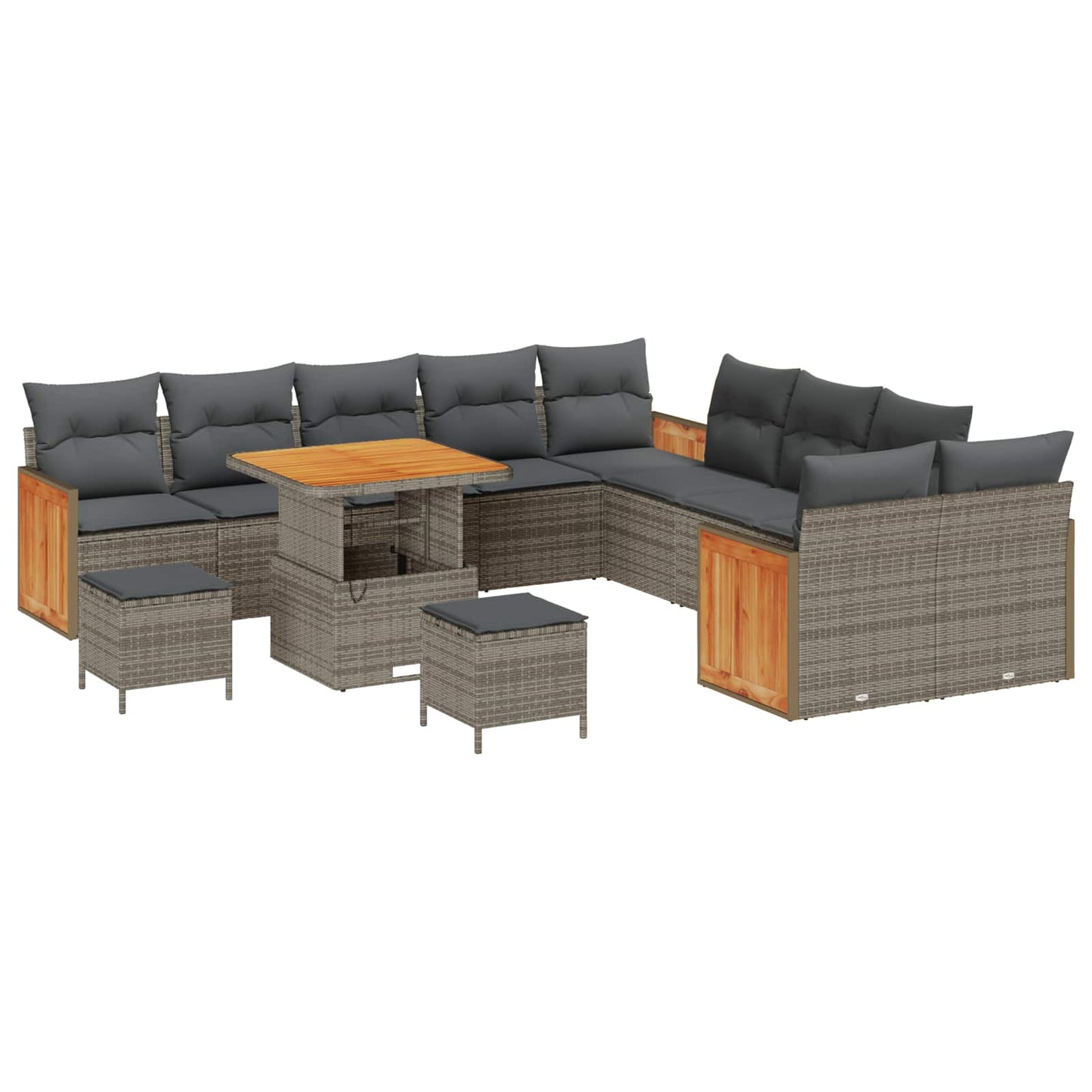 Set Divano da Giardino con cuscino 13 pcs Grigio | homemem39