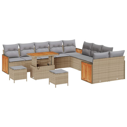 Set Divano da Giardino con cuscino 13 pcs Beige e Grigio Chiaro | homemem39