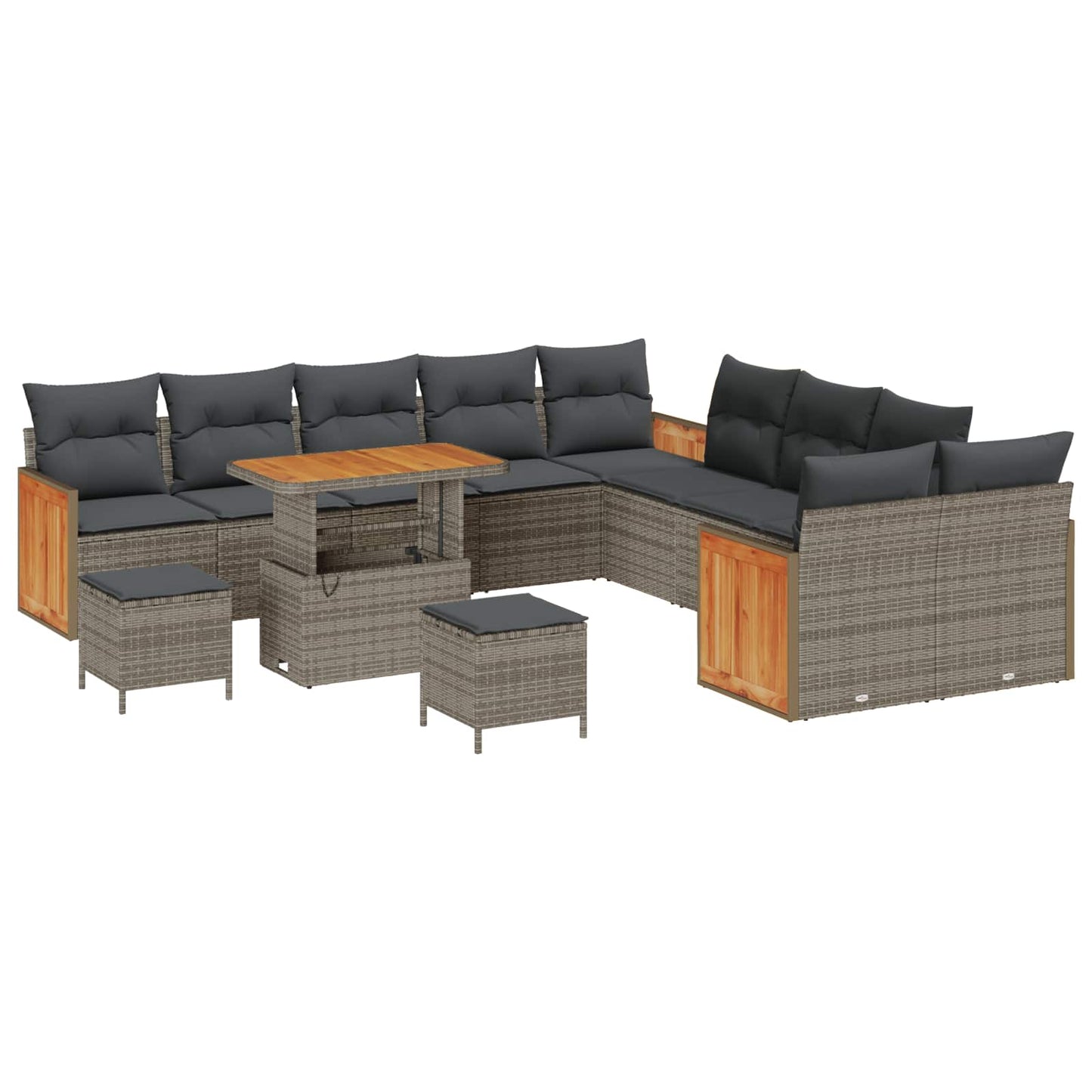Set Divano da Giardino con cuscino 13 pcs Grigio | homemem39