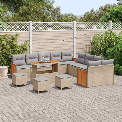 Set Divano da Giardino con cuscino 14 pcs Beige e Grigio Chiaro | homemem39