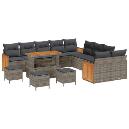 Set Divano da Giardino con cuscino 14 pcs Grigio | homemem39