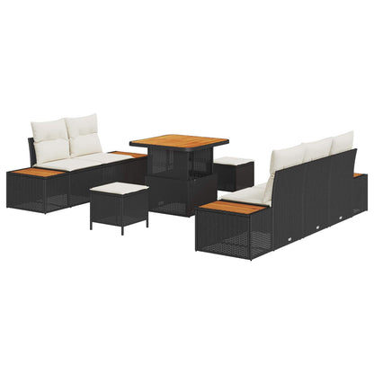 Set Divano da Giardino con cuscino 8 pcs Nero e Crema | homemem39