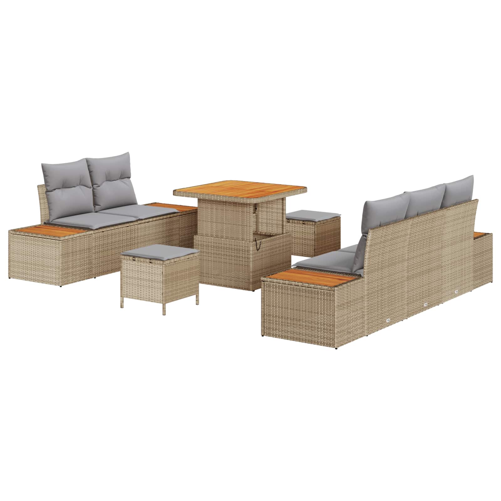 Set Divano da Giardino con cuscino 8 pcs Beige e Grigio Chiaro | homemem39