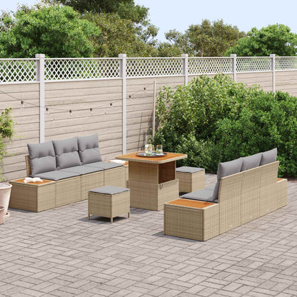 Set Divano da Giardino con cuscino 9 pcs Beige e Grigio Chiaro | homemem39