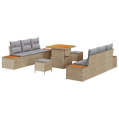Set Divano da Giardino con cuscino 9 pcs Beige e Grigio Chiaro | homemem39