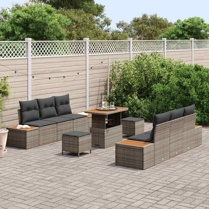 Set Divano da Giardino con cuscino 9 pcs Grigio | homemem39