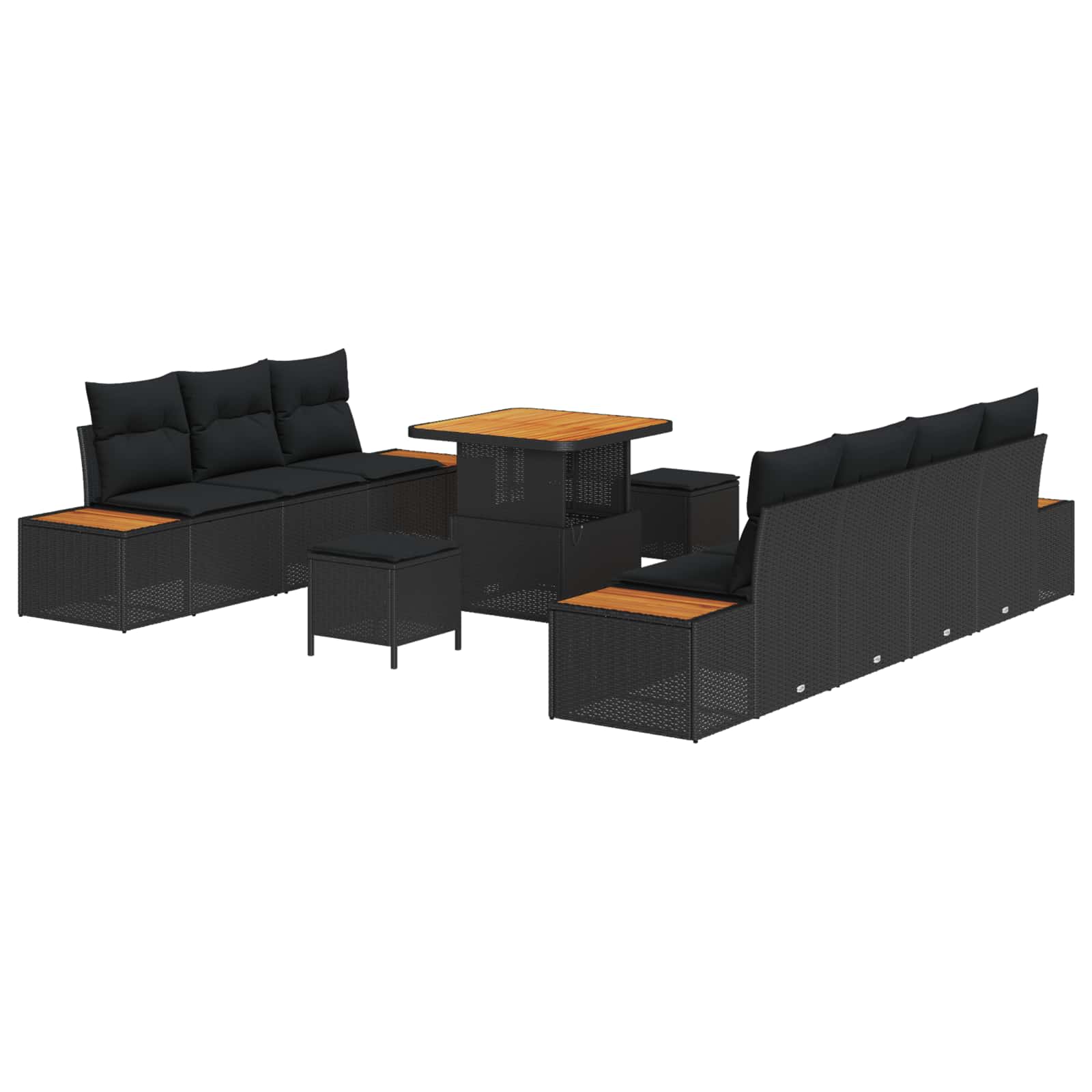 Set Divano da Giardino con cuscino 10 pcs Nero | homemem39