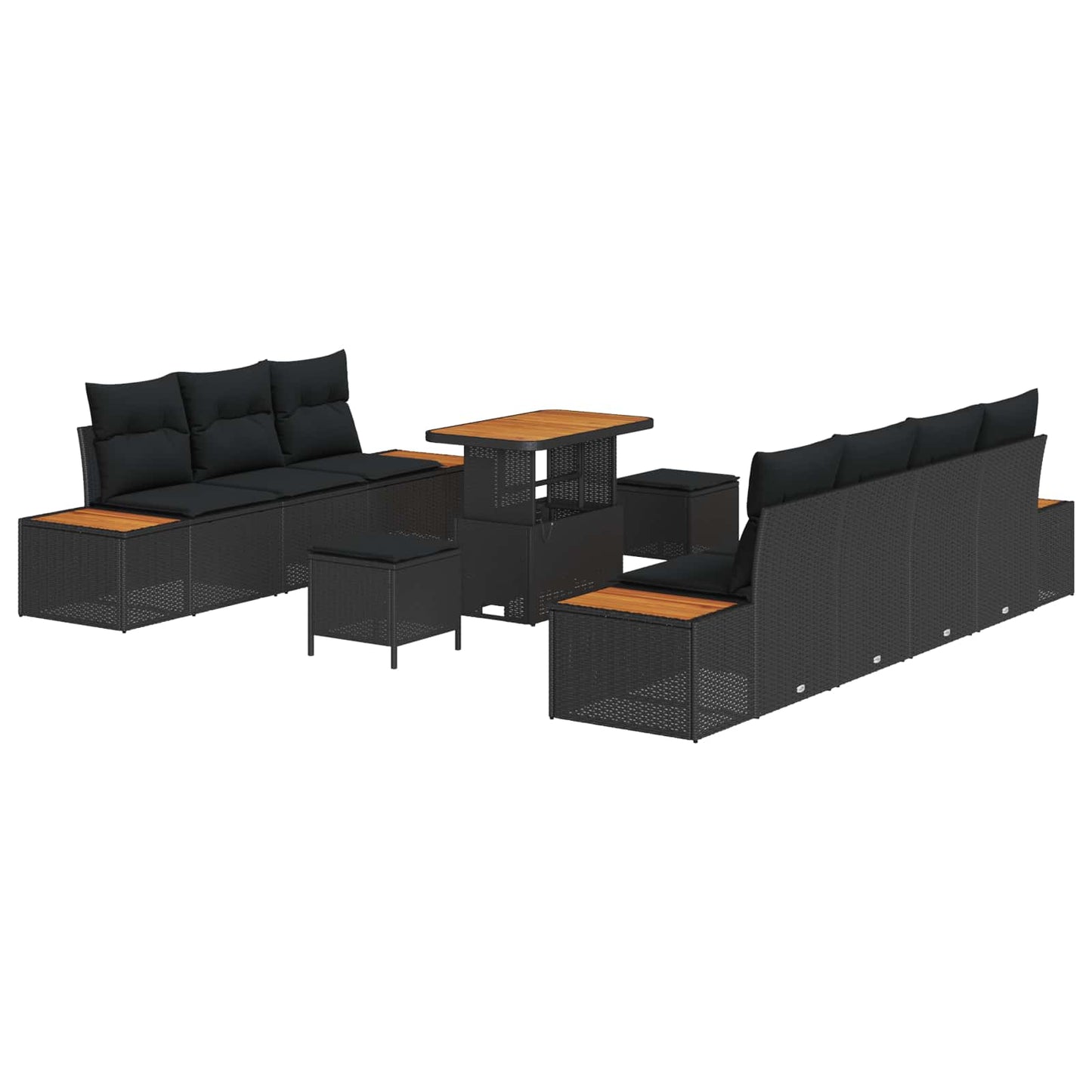 Set Divano da Giardino con cuscino 10 pcs Nero | homemem39