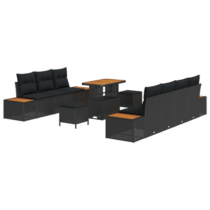 Set Divano da Giardino con cuscino 10 pcs Nero | homemem39