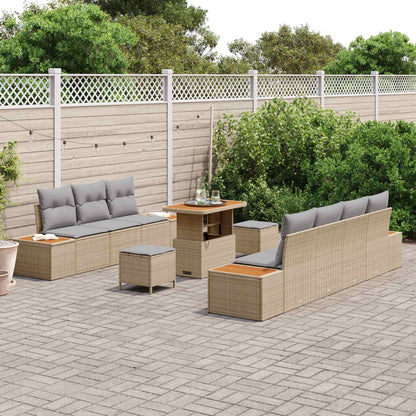 Set Divano da Giardino con cuscino 10 pcs Beige e Grigio Chiaro | homemem39
