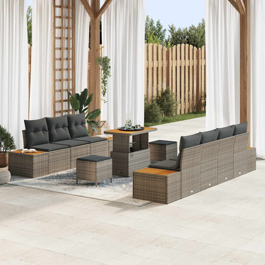 Set Divano da Giardino con cuscino 10 pcs Grigio