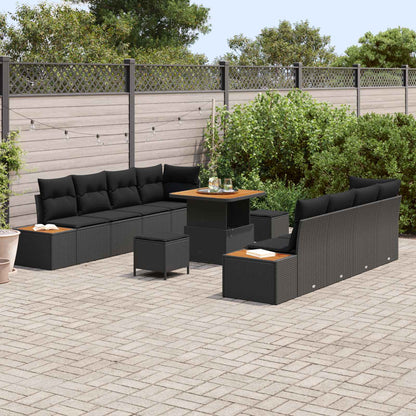 Set Divano da Giardino con cuscino 11 pcs Nero | homemem39