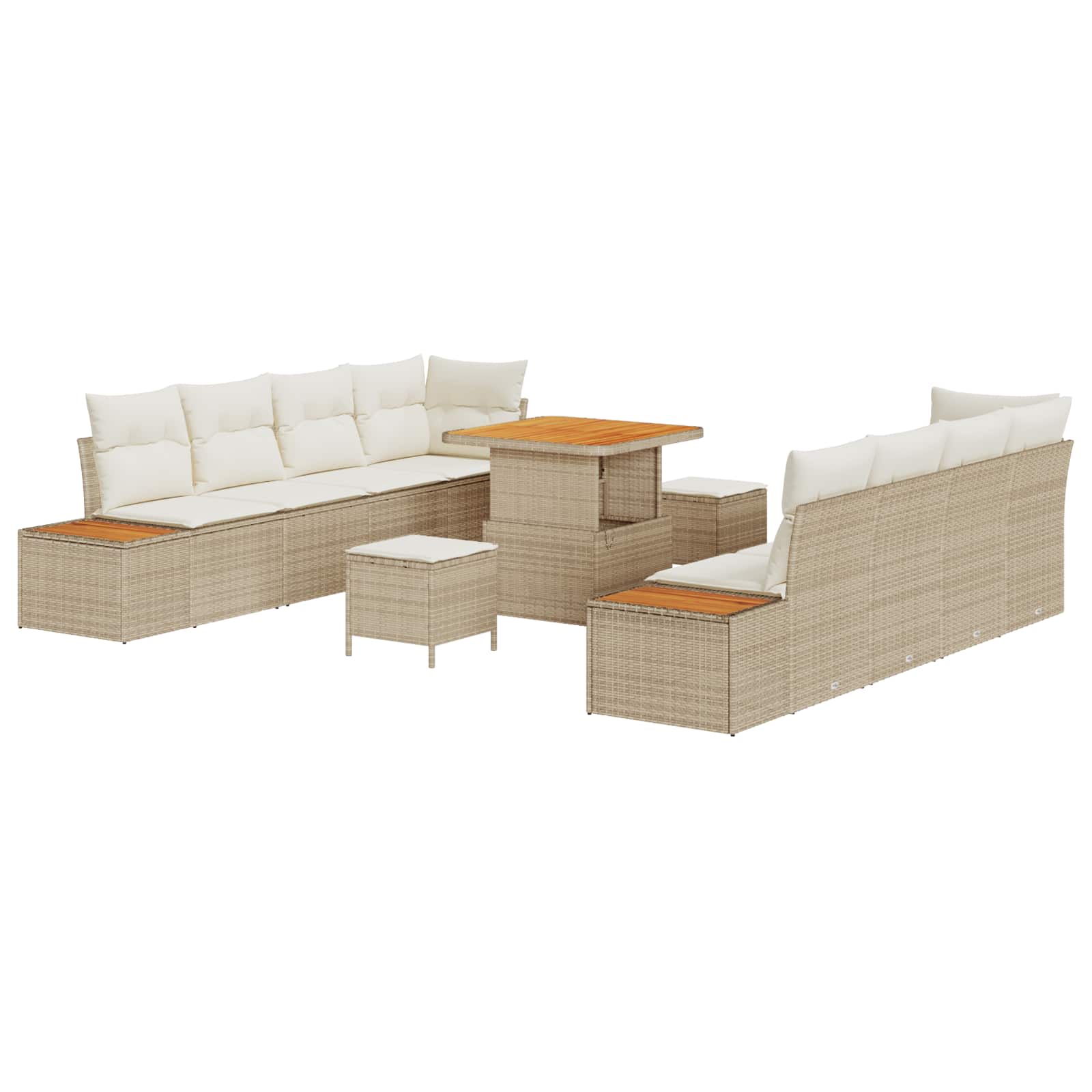 Set Divano da Giardino con cuscino 11 pcs Beige e Crema | homemem39