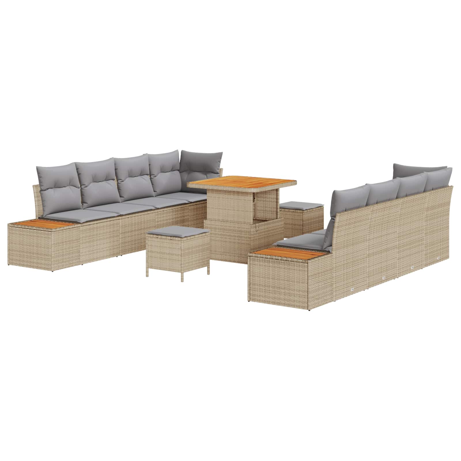 Set Divano da Giardino con cuscino 11 pcs Beige e Grigio Chiaro | homemem39