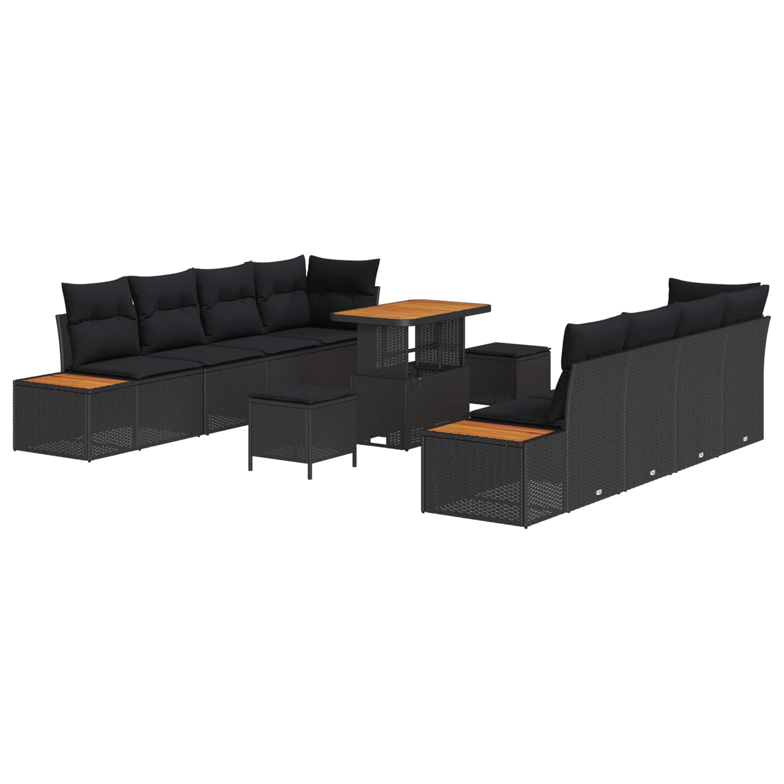 Set Divano da Giardino con cuscino 11 pcs Nero | homemem39