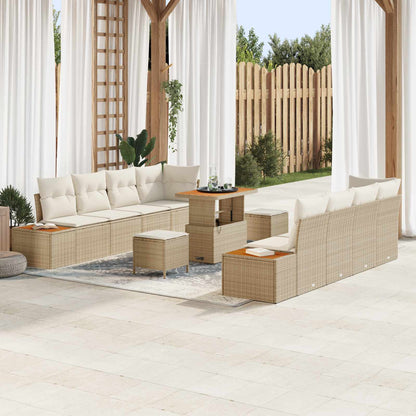Set Divano da Giardino con cuscino 11 pcs Beige e Crema | homemem39