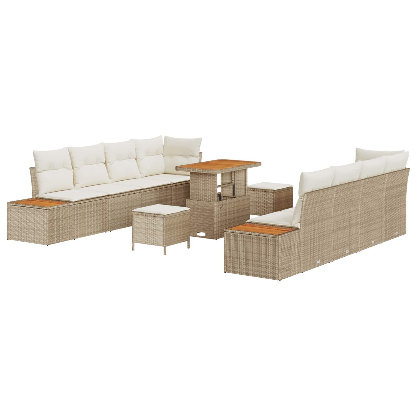 Set Divano da Giardino con cuscino 11 pcs Beige e Crema | homemem39