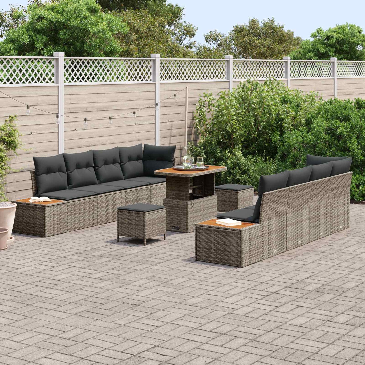 Set Divano da Giardino con cuscino 11 pcs Grigio | homemem39