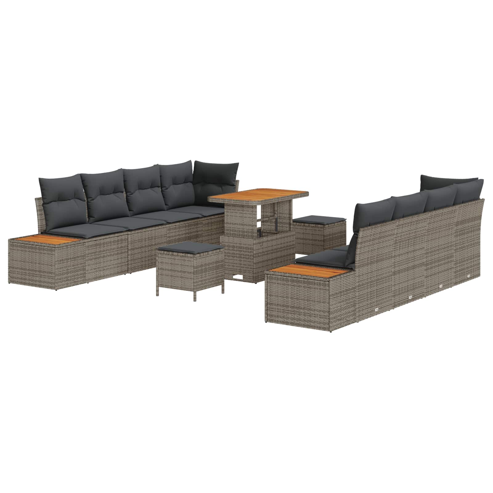 Set Divano da Giardino con cuscino 11 pcs Grigio | homemem39