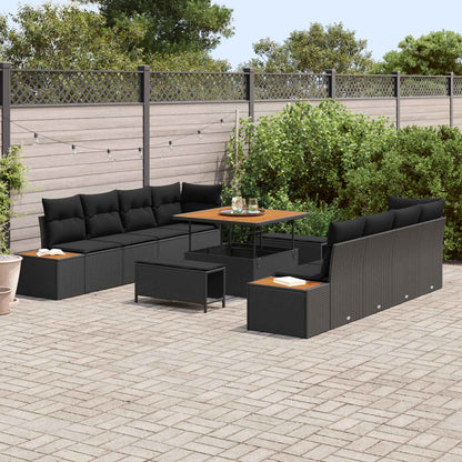 Set Divano da Giardino con cuscino 11 pcs Nero | homemem39