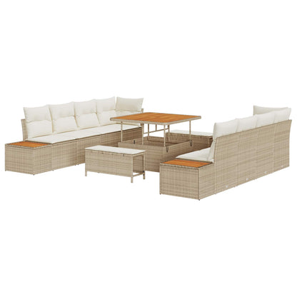 Set Divano da Giardino con cuscino 11 pcs Beige e Crema | homemem39