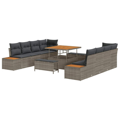 Set Divano da Giardino con cuscino 11 pcs Grigio | homemem39