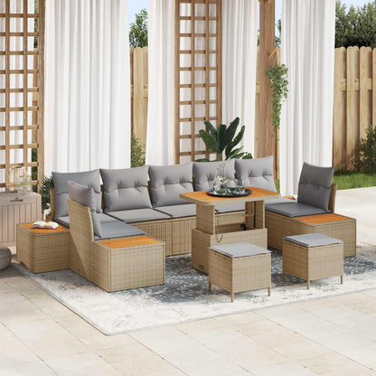 Set Divano da Giardino con cuscino 10 pcs Beige e Grigio Chiaro | homemem39
