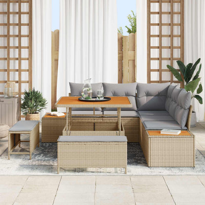 Set Divano da Giardino con cuscino 8 pcs Beige e Grigio Chiaro | homemem39