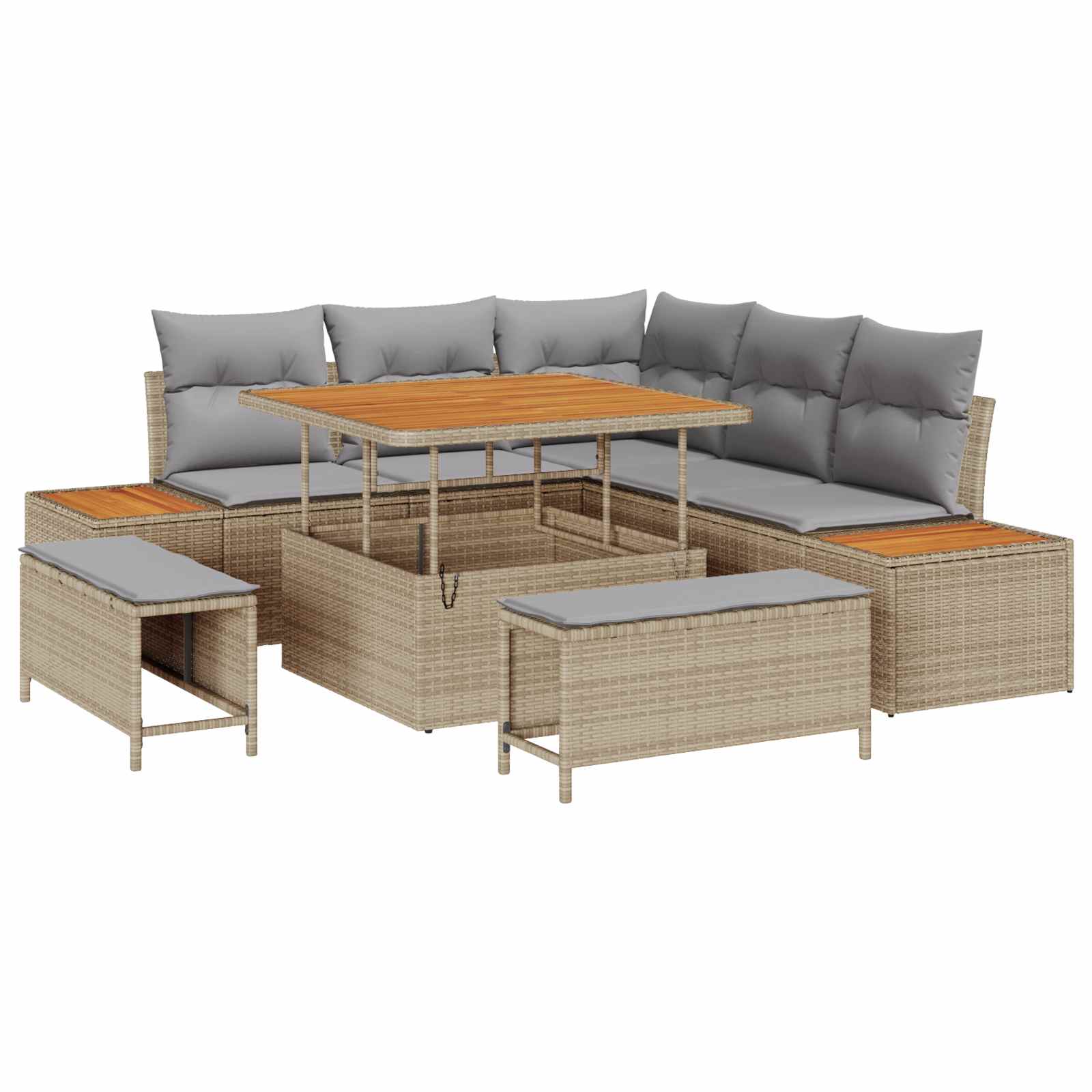 Set Divano da Giardino con cuscino 8 pcs Beige e Grigio Chiaro | homemem39