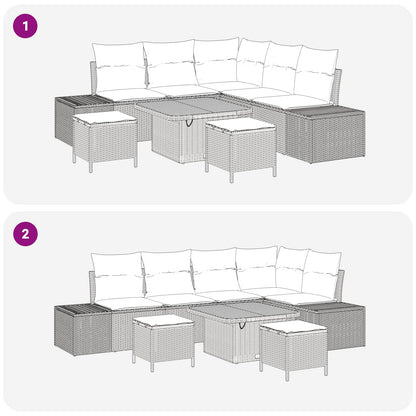 Set Divano da Giardino con cuscino 8 pcs Nero e Crema | homemem39