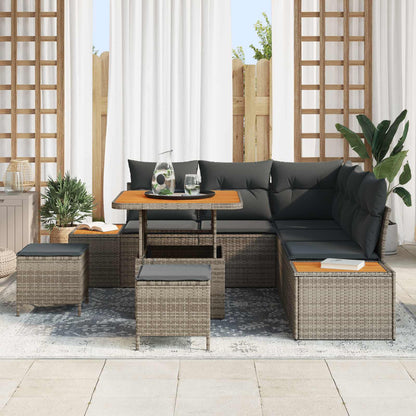 Set Divano da Giardino con cuscino 8 pcs Grigio | homemem39