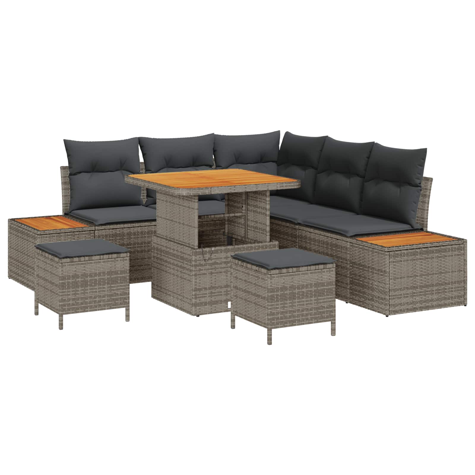 Set Divano da Giardino con cuscino 8 pcs Grigio | homemem39