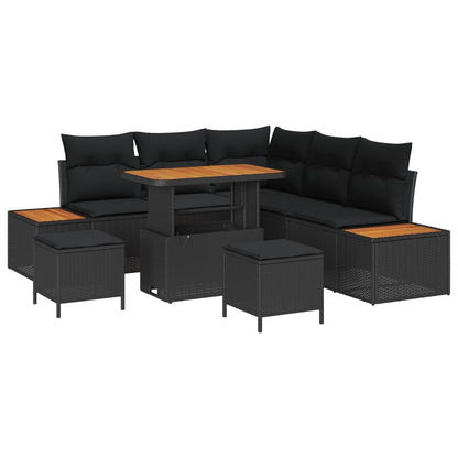 Set Divano da Giardino con cuscino 8 pcs Nero | homemem39