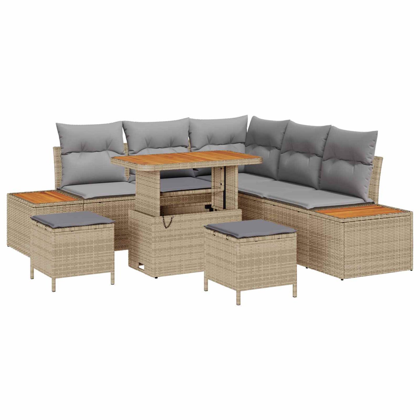 Set Divano da Giardino con cuscino 8 pcs Beige e Grigio Chiaro | homemem39