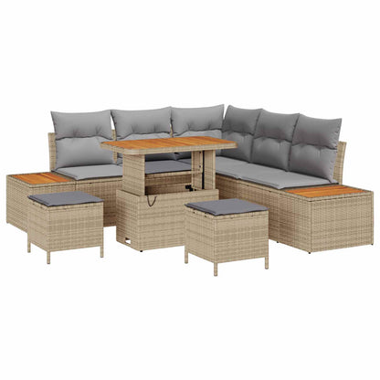 Set Divano da Giardino con cuscino 8 pcs Beige e Grigio Chiaro | homemem39