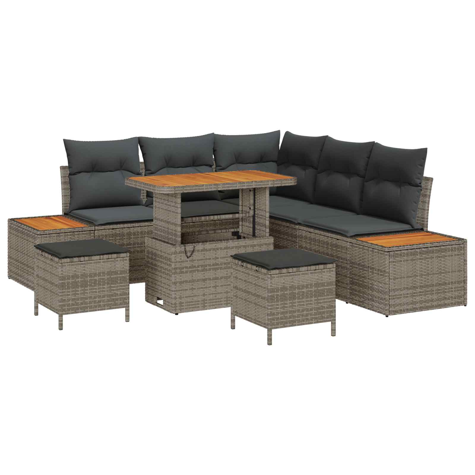 Set Divano da Giardino con cuscino 8 pcs Grigio | homemem39